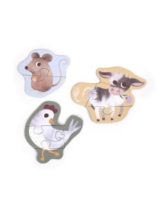 Boîte de 3 Premiers Puzzles Filibabba Animaux 2