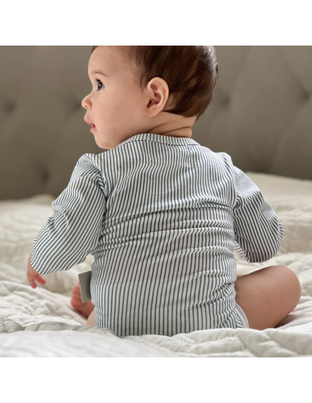 Body à manches Longues en coton biologique Stripes Blue