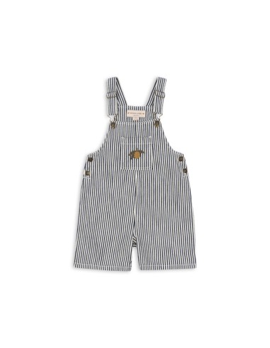 Salopette en coton biologique Naval Stripe Bleu nuit 18 mois