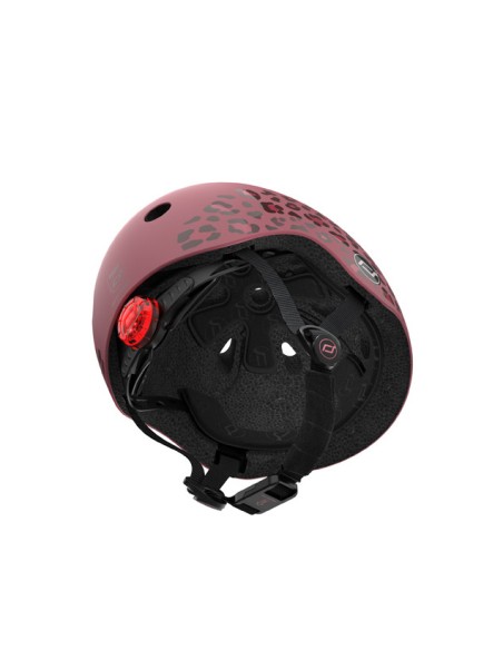 Casque de sécurité enfant Scoot&Ride Lifestyle pour porteur, trottinette ou vélo Léopard Framboise