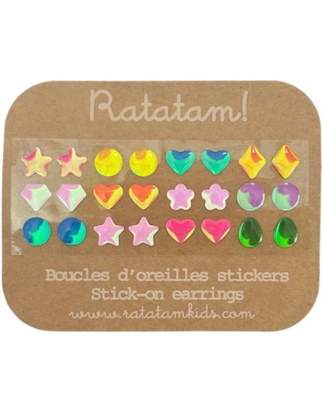 Lot de 12 Boucles d'oreilles autocollantes