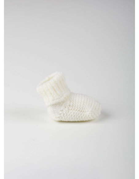 Bottons Chaussons de naissance en tricot Cocoon Ecru