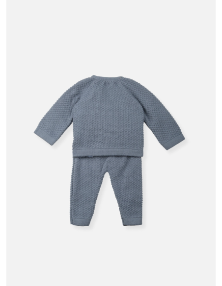 Ensemble Bleu Nid d'Abeille Brassière & Pantalon en tricot