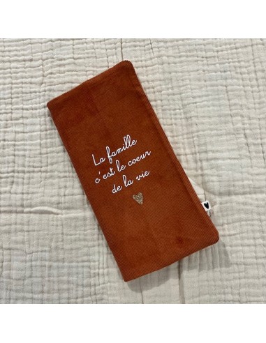 Protège Livret de Famille - Velours Rouille - La Famille c'est le Cœur de la Vie