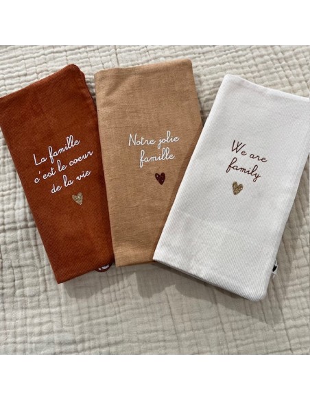 Protège Livret de Famille - Velours écru - We Are Family