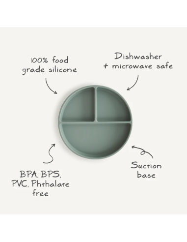 Assiette à compartiments Mushie en silicone...