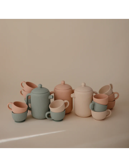 Set de thé en silicone pour enfants Mushie Cambridge Blue – Dînette de jeu ludique