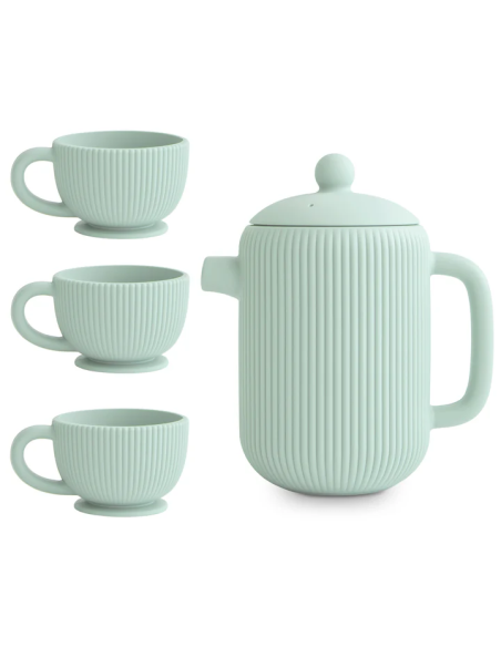 Set de thé en silicone pour enfants Mushie Cambridge Blue – Dînette de jeu ludique
