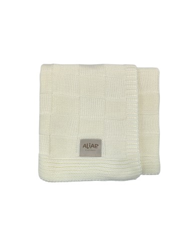 Couverture pour bébé en Bambou Ultra douce - Checks Crème Blanc cassé