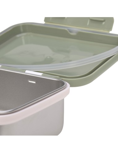 Boîte à goûter en Inox Happy Print olive