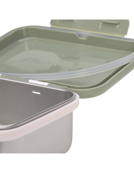 Boîte à goûter en Inox Happy Print olive