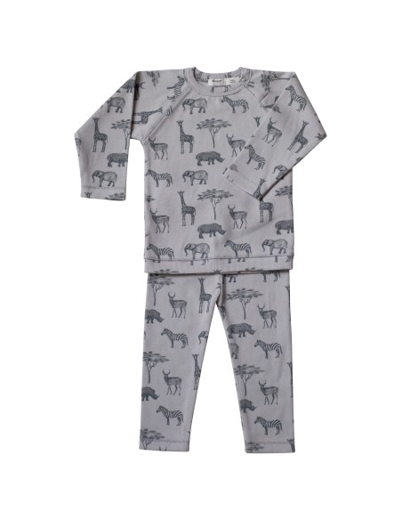 Pyjama 2 pièces en coton biologique Grey Animals