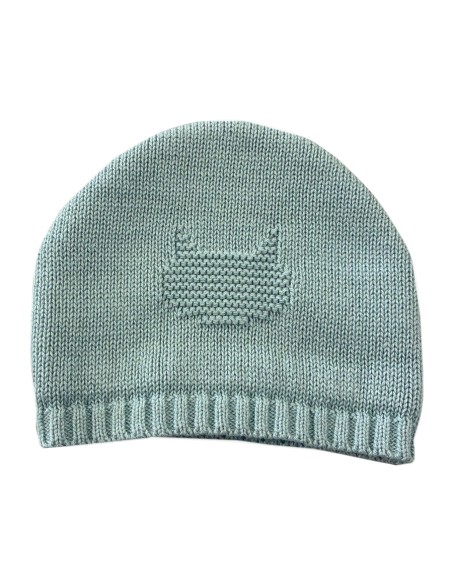 Bonnet Chat en tricot Vert coton biologique