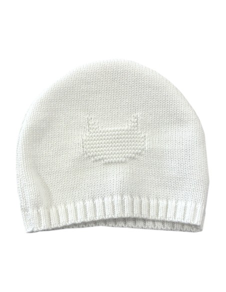 Bonnet Chat en tricot Blanc en coton biologique