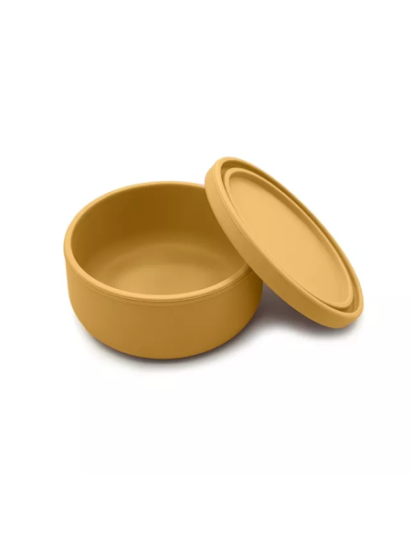 Bol en Silicone Jaune Miel avec Couvercle