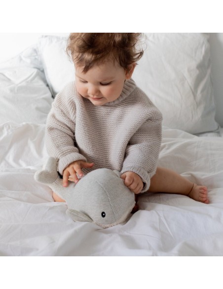 Peluche Moby Baleine Grise réconfortante musicale et bruits blancs