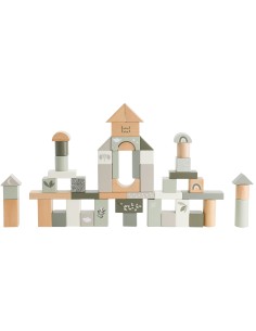 Jeu de Construction Olive - Set de 50 blocs en Bois...