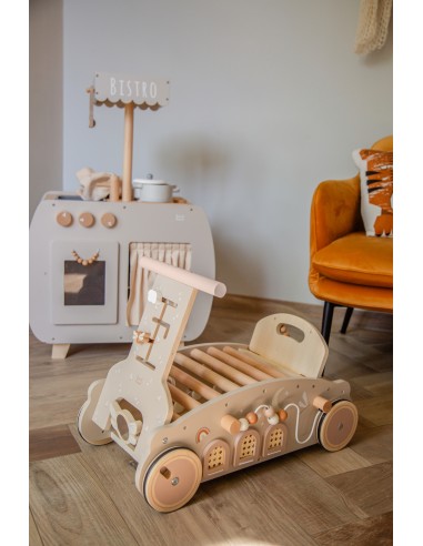 Charriot Porteur en Bois 3-en-1 Rocker, Walker...