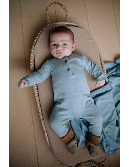 Combinaison Pyjama Bleu Ciel en Coton Biologique