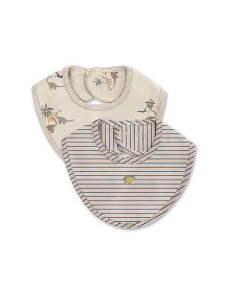 Lot de 2 Bavoirs naissance en coton biologique Kubi / Stripe Blue