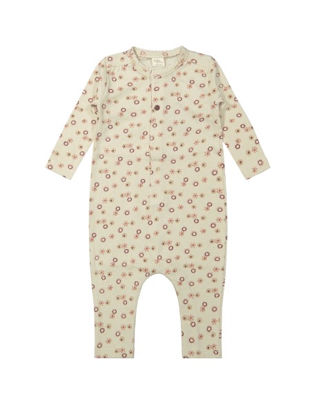 Combinaison Pyjama Mauve Flower en Coton Biologique