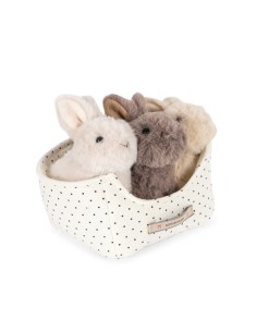 Bunny Love - Peluches Famille Lapin dans leur Panière