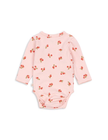 Body croisé à manches longues en coton biologique Rosa Pink