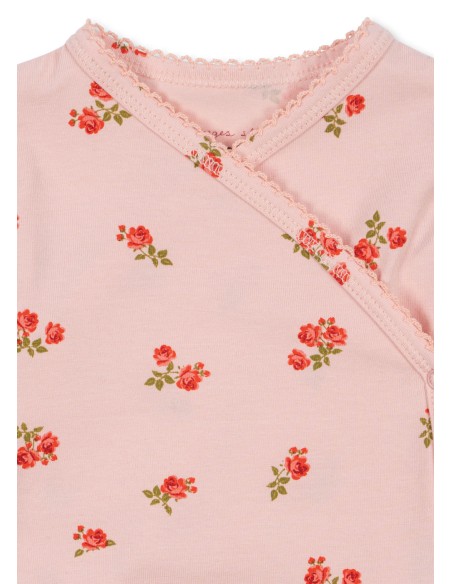 Body croisé à manches longues en coton biologique Rosa Pink