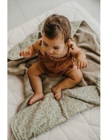 Couverture Chaude Gaze coton et Polaire Leaves