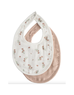 Lot de 2 Bavoirs en Gaze Coton Mushie Pink Floral/Blush