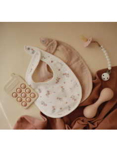 Lot de 2 Bavoirs en Gaze Coton Mushie Pink Floral/Blush 2