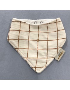 Bavoir Bandana Carreaux Gaze & Bambou Crème