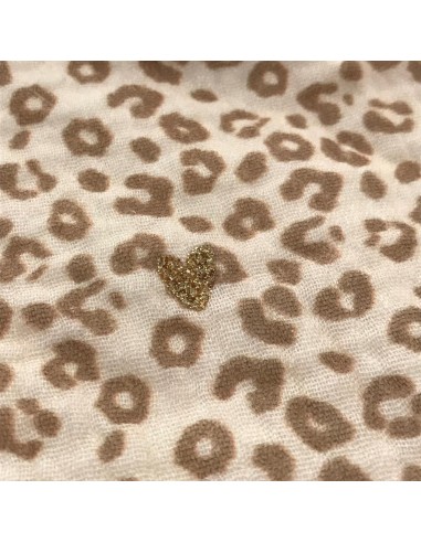 Bavoir Bandana Léopard Gaze & Bambou Crème