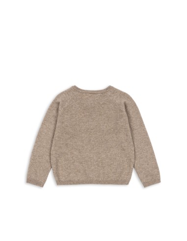 Gilet Cardigan Mattou Taupe Laine de Mérinos et...