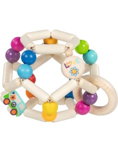 Hochet balle flexible en bois Van Flower Power