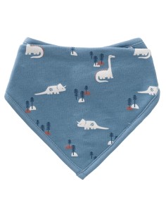 Bavoir bandana Bleu Dino en coton bio et éponge 2