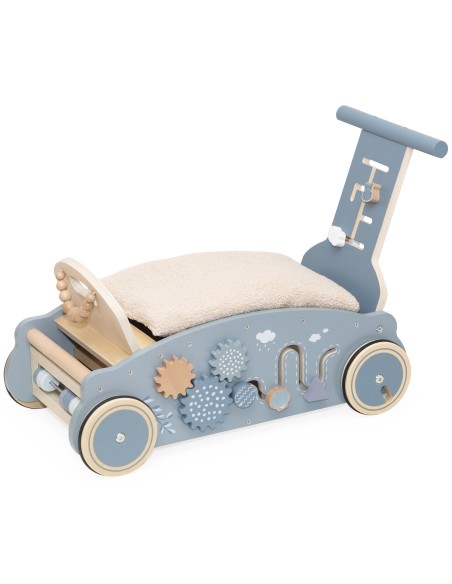Charriot Porteur en Bois 3-en-1 Rocker, Walker & Ride-on – Bleu LabelLabel