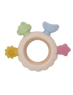 Jouet de dentition Multicolore Texturé en Silicone et Bois
