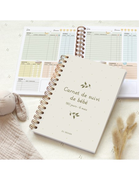 Carnet de Suivi de Bébé Feuille - Les 6 Premiers Mois Zü