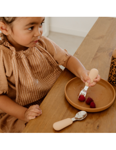 Couverts enfant en Inox et Silicone Caramel...