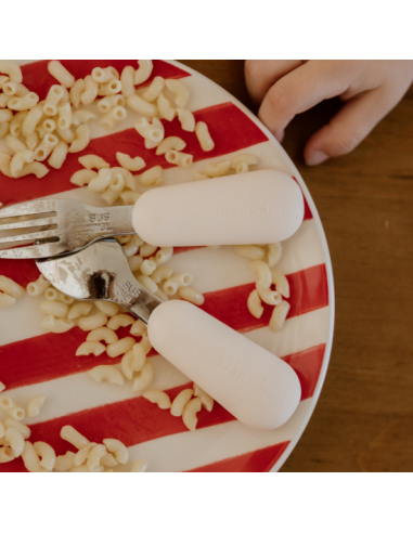 Couverts enfant en Inox et Silicone Crème...