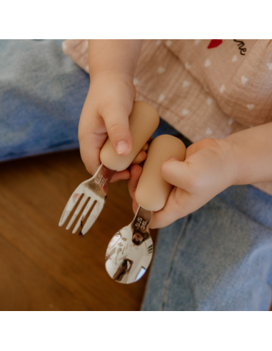 Couverts enfant en Inox et Silicone Nougat...