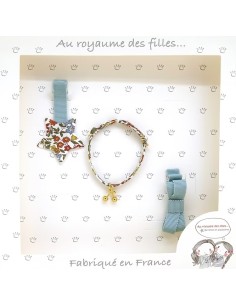 Coffret Bracelet et 2 Barrettes Bleu Liberty - Royaume...