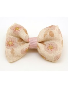 Barrette Gros Nœud Beige Fleurie - Royaume des Filles