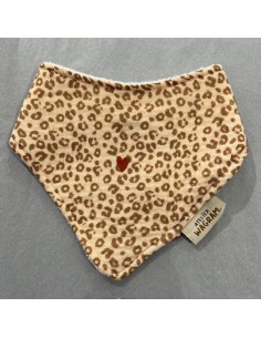 Bavoir Bandana Léopard Gaze & Bambou Cœur Caramel