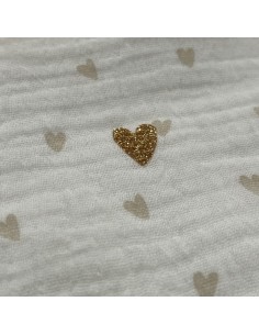 Bavoir Bandana Cœur Gaze & Bambou Blanc 2