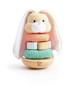 Lapin à empiler en bois et tissu 2