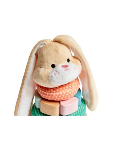 Lapin à empiler en bois et tissu