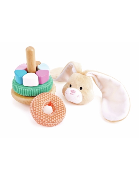 Lapin à empiler en bois et tissu