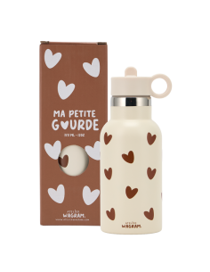 Gourde isotherme Blanche Cœurs Caramels